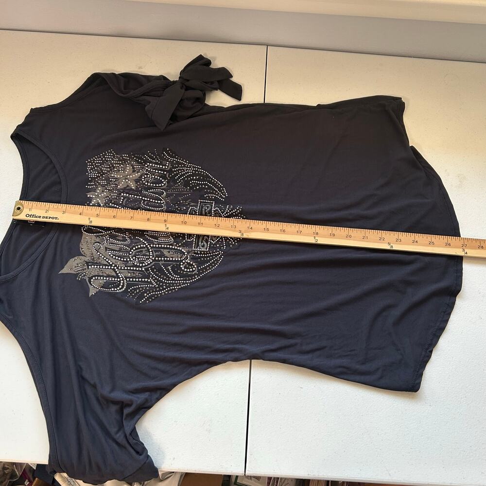 Harley-Davidson Rhinestone Embellished Split Tied Sleeve Women's Sz XL - Picture 12 of 13